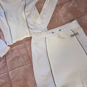 White Two-Piece Set with Reflective Gray Accents